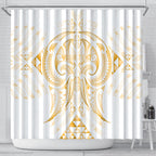Maori Rugby Custom Ngaru Mangopare Shower Curtain Koura Niho Taniwha Motif