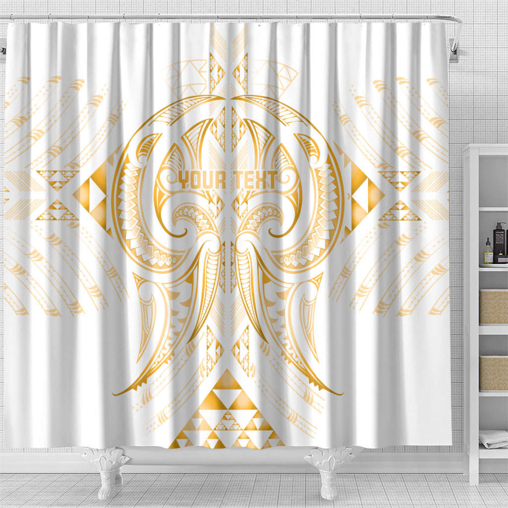 Maori Rugby Custom Ngaru Mangopare Shower Curtain Koura Niho Taniwha Motif