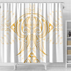 Maori Rugby Custom Ngaru Mangopare Shower Curtain Koura Niho Taniwha Motif