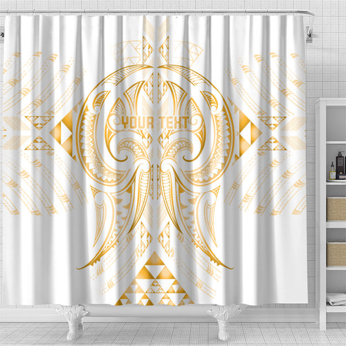 Maori Rugby Custom Ngaru Mangopare Shower Curtain Koura Niho Taniwha Motif