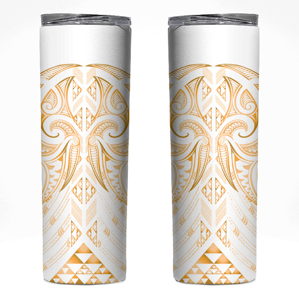Maori Rugby Custom Ngaru Mangopare Skinny Tumbler Koura Niho Taniwha Motif