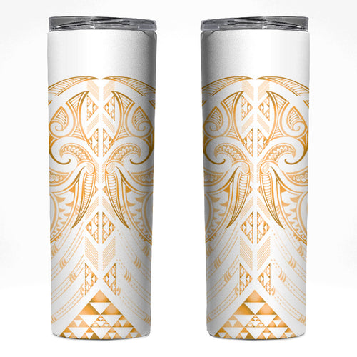 Maori Rugby Custom Ngaru Mangopare Skinny Tumbler Koura Niho Taniwha Motif