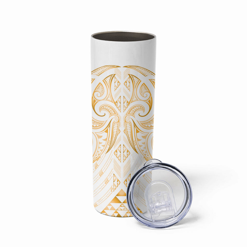 Maori Rugby Custom Ngaru Mangopare Skinny Tumbler Koura Niho Taniwha Motif