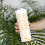 Maori Rugby Custom Ngaru Mangopare Skinny Tumbler Koura Niho Taniwha Motif