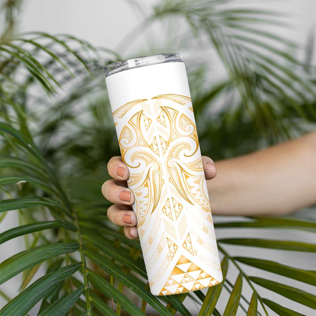 Maori Rugby Custom Ngaru Mangopare Skinny Tumbler Koura Niho Taniwha Motif