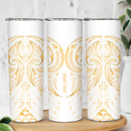Maori Rugby Custom Ngaru Mangopare Skinny Tumbler Koura Niho Taniwha Motif