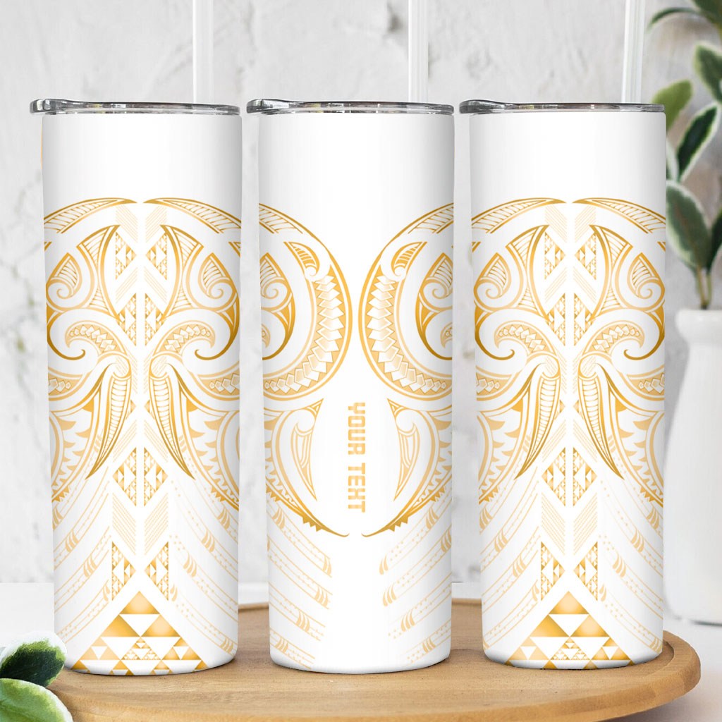 Maori Rugby Custom Ngaru Mangopare Skinny Tumbler Koura Niho Taniwha Motif
