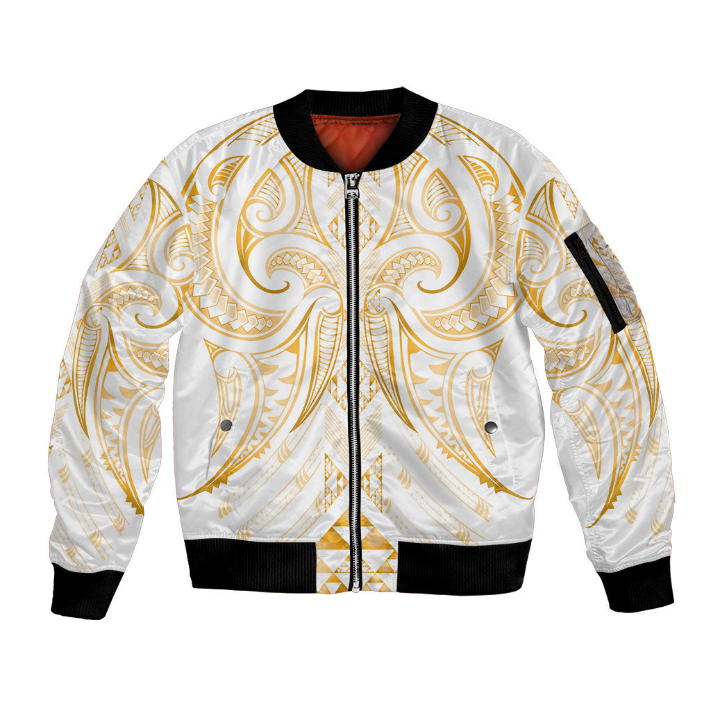 Maori Rugby Custom Ngaru Mangopare Sleeve Zip Bomber Jacket Koura Niho Taniwha Motif