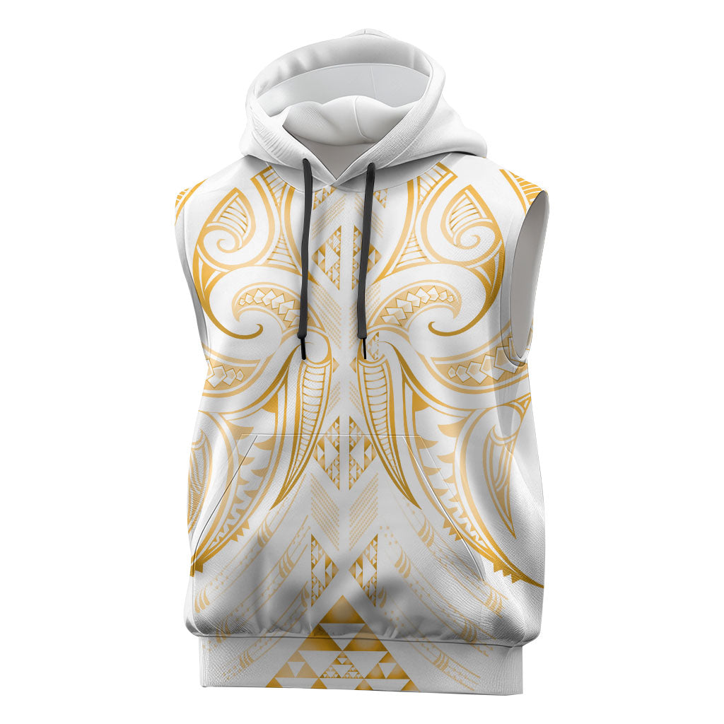 Maori Rugby Custom Ngaru Mangopare Sleeveless Hoodie Koura Niho Taniwha Motif