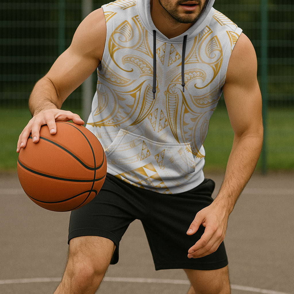 Maori Rugby Custom Ngaru Mangopare Sleeveless Hoodie Koura Niho Taniwha Motif