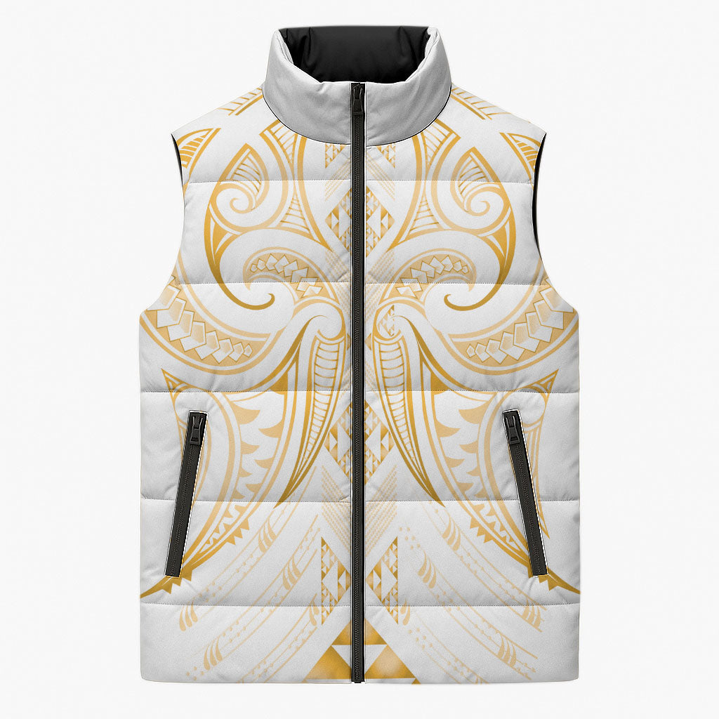 Maori Rugby Custom Ngaru Mangopare Sleeveless Puffer Jacket Koura Niho Taniwha Motif
