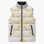 Maori Rugby Custom Ngaru Mangopare Sleeveless Puffer Jacket Koura Niho Taniwha Motif