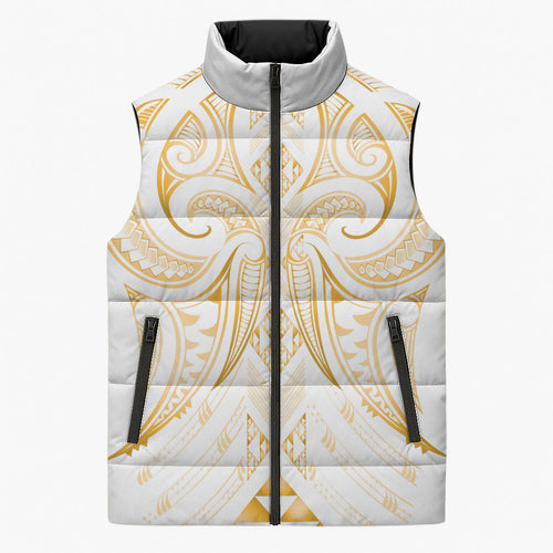 Maori Rugby Custom Ngaru Mangopare Sleeveless Puffer Jacket Koura Niho Taniwha Motif