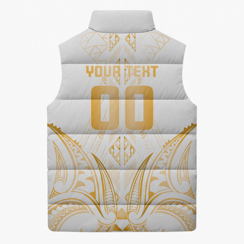 Maori Rugby Custom Ngaru Mangopare Sleeveless Puffer Jacket Koura Niho Taniwha Motif