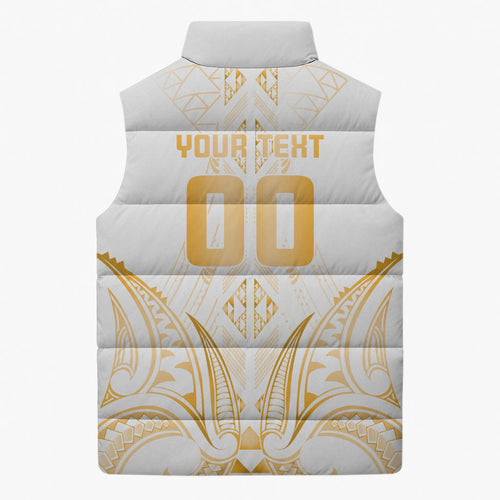 Maori Rugby Custom Ngaru Mangopare Sleeveless Puffer Jacket Koura Niho Taniwha Motif