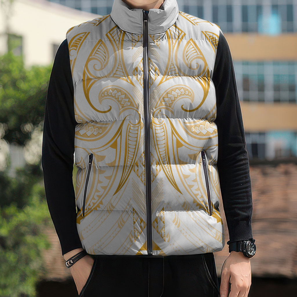 Maori Rugby Custom Ngaru Mangopare Sleeveless Puffer Jacket Koura Niho Taniwha Motif