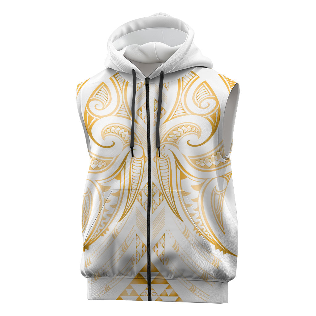 Maori Rugby Custom Ngaru Mangopare Sleeveless Zip Hoodie Koura Niho Taniwha Motif