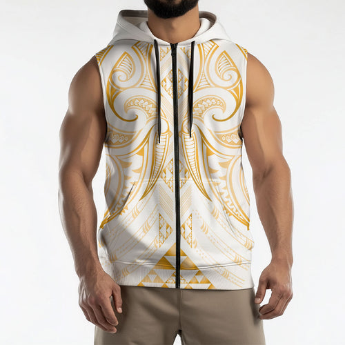 Maori Rugby Custom Ngaru Mangopare Sleeveless Zip Hoodie Koura Niho Taniwha Motif