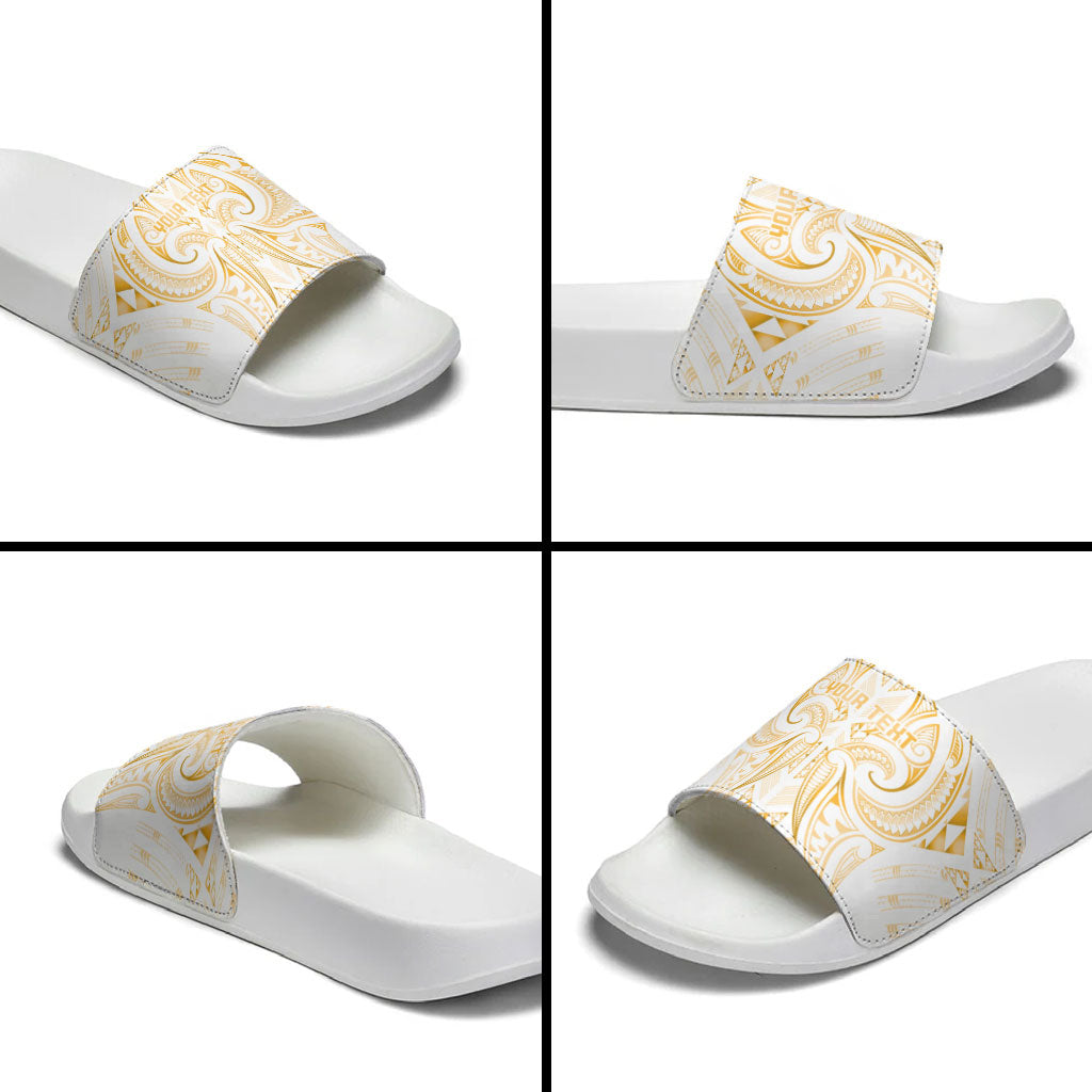 Maori Rugby Custom Ngaru Mangopare Slide Sandals Koura Niho Taniwha Motif