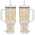 Maori Rugby Custom Ngaru Mangopare Tumbler With Handle Koura Niho Taniwha Motif
