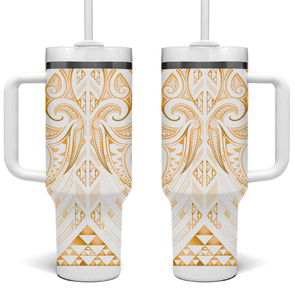 Maori Rugby Custom Ngaru Mangopare Tumbler With Handle Koura Niho Taniwha Motif