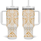 Maori Rugby Custom Ngaru Mangopare Tumbler With Handle Koura Niho Taniwha Motif