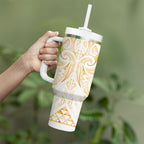 Maori Rugby Custom Ngaru Mangopare Tumbler With Handle Koura Niho Taniwha Motif