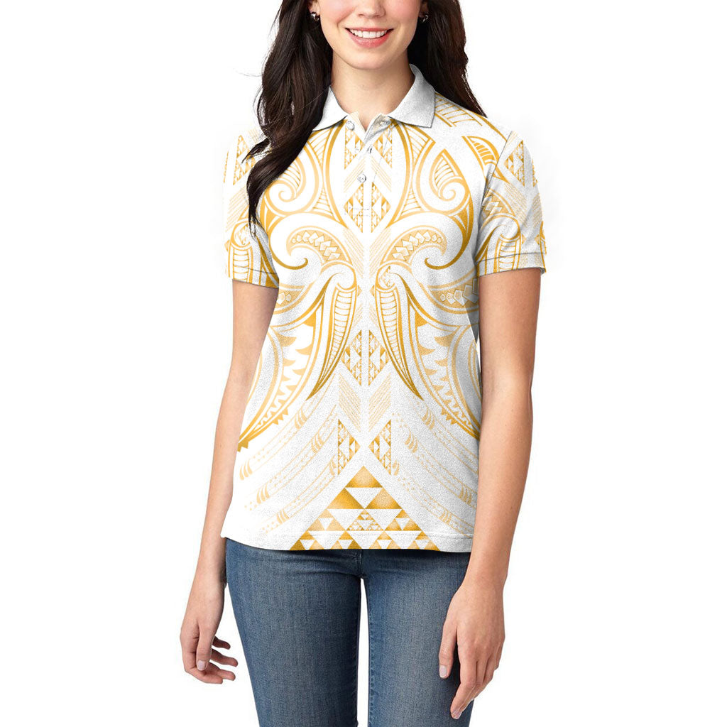 Maori Rugby Custom Ngaru Mangopare Women Polo Shirt Koura Niho Taniwha Motif