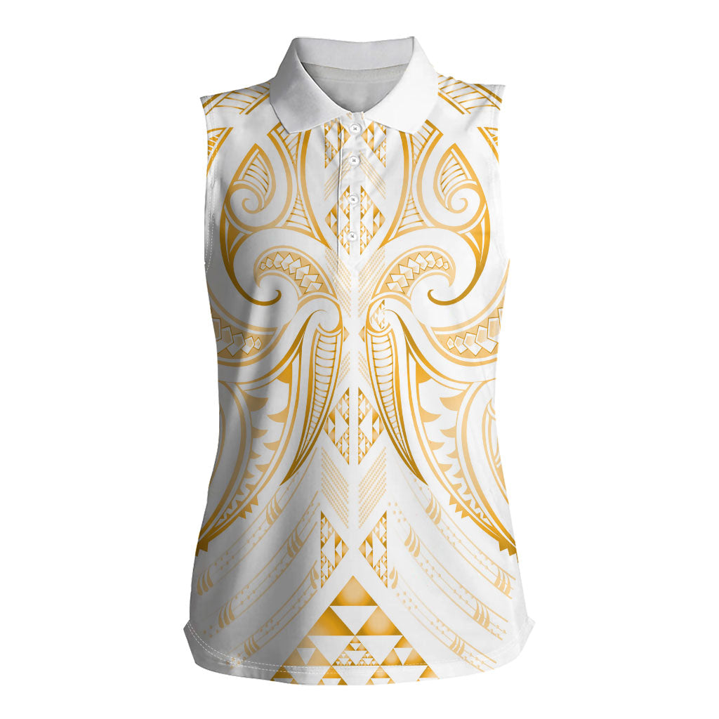 Maori Rugby Custom Ngaru Mangopare Women Sleeveless Polo Shirt Koura Niho Taniwha Motif