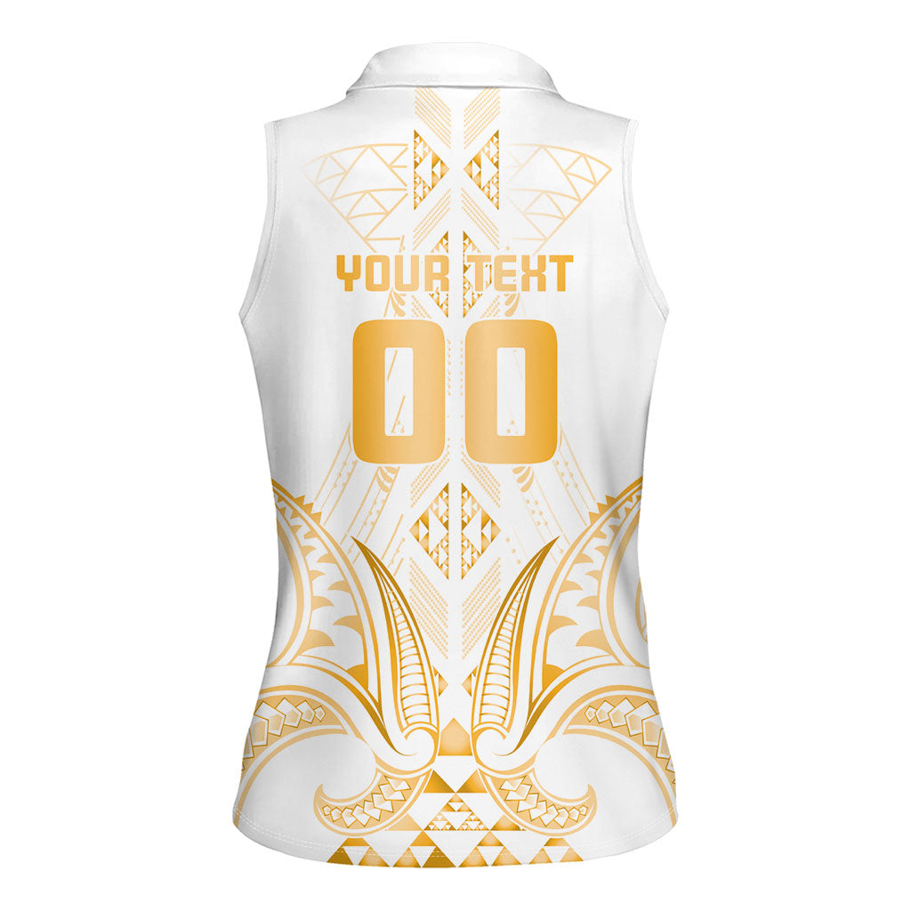 Maori Rugby Custom Ngaru Mangopare Women Sleeveless Polo Shirt Koura Niho Taniwha Motif