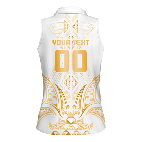 Maori Rugby Custom Ngaru Mangopare Women Sleeveless Polo Shirt Koura Niho Taniwha Motif