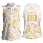 Maori Rugby Custom Ngaru Mangopare Women Sleeveless Polo Shirt Koura Niho Taniwha Motif
