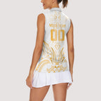 Maori Rugby Custom Ngaru Mangopare Women Sleeveless Polo Shirt Koura Niho Taniwha Motif