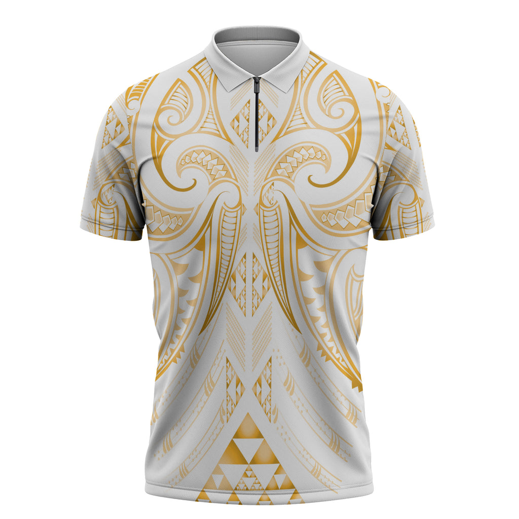 Maori Rugby Custom Ngaru Mangopare Zipper Polo Shirt Koura Niho Taniwha Motif