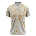 Maori Rugby Custom Ngaru Mangopare Zipper Polo Shirt Koura Niho Taniwha Motif