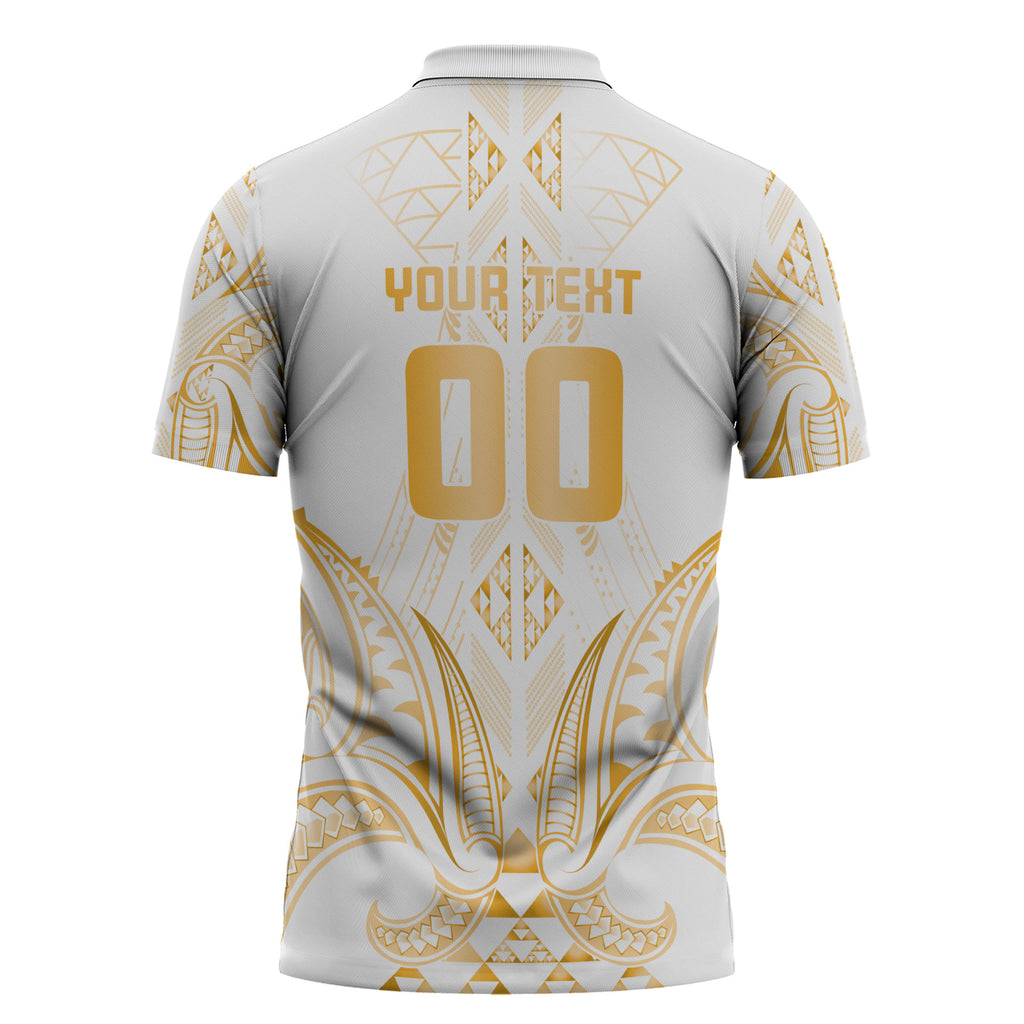 Maori Rugby Custom Ngaru Mangopare Zipper Polo Shirt Koura Niho Taniwha Motif