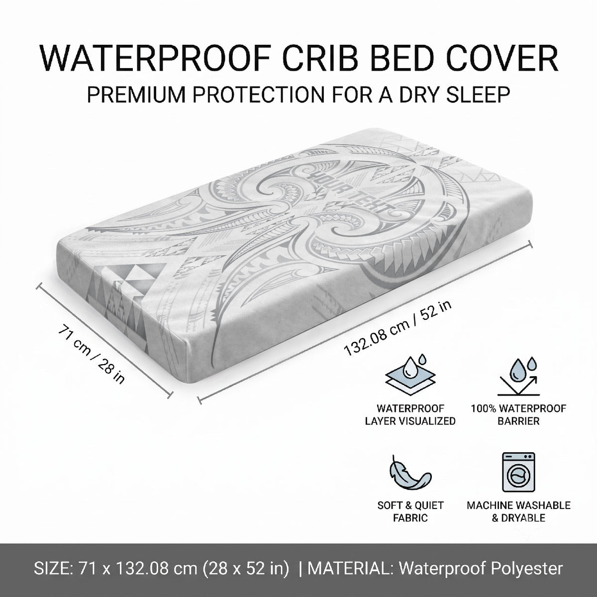 Maori Rugby Custom Ngaru Mangopare Baby Bed Cover Kiwikiwi Niho Taniwha Motif