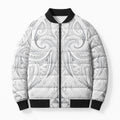 Maori Rugby Custom Ngaru Mangopare Bomber Puffer Jacket Kiwikiwi Niho Taniwha Motif