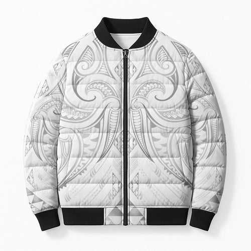 Maori Rugby Custom Ngaru Mangopare Bomber Puffer Jacket Kiwikiwi Niho Taniwha Motif