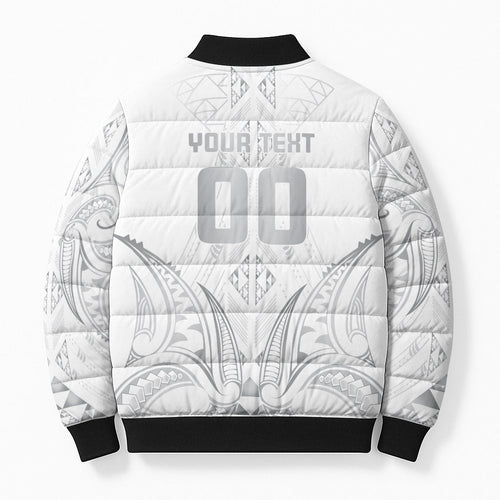 Maori Rugby Custom Ngaru Mangopare Bomber Puffer Jacket Kiwikiwi Niho Taniwha Motif