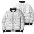 Maori Rugby Custom Ngaru Mangopare Bomber Puffer Jacket Kiwikiwi Niho Taniwha Motif