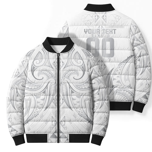 Maori Rugby Custom Ngaru Mangopare Bomber Puffer Jacket Kiwikiwi Niho Taniwha Motif