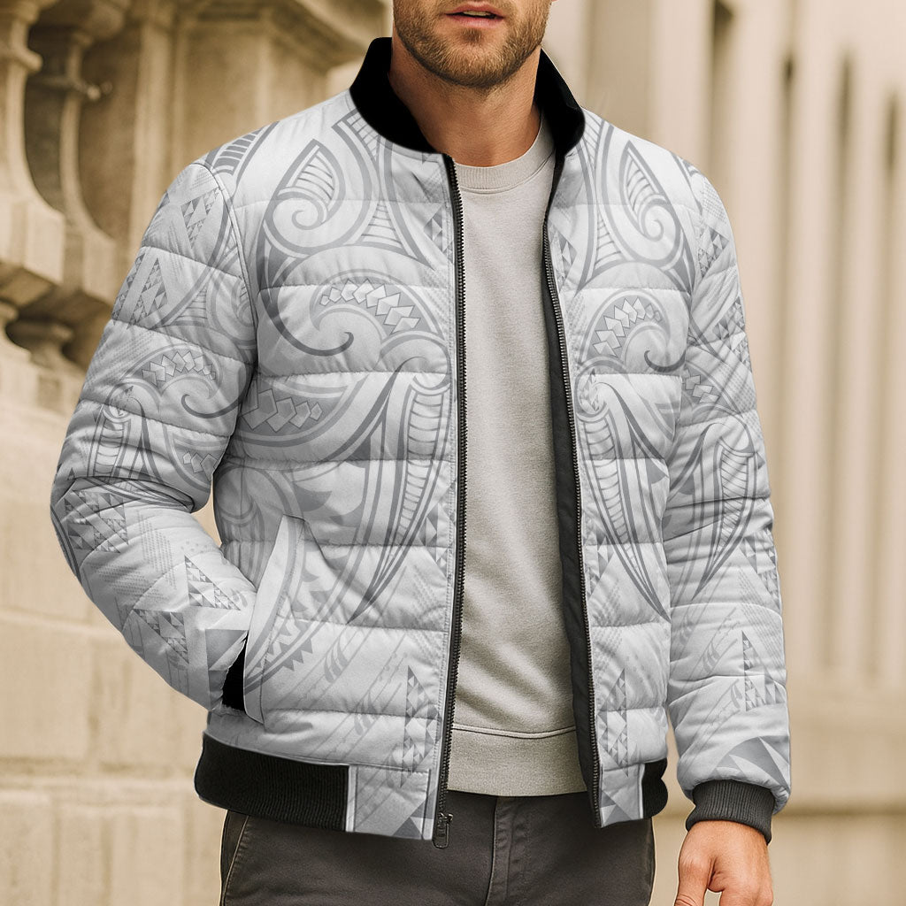 Maori Rugby Custom Ngaru Mangopare Bomber Puffer Jacket Kiwikiwi Niho Taniwha Motif