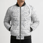 Maori Rugby Custom Ngaru Mangopare Bomber Puffer Jacket Kiwikiwi Niho Taniwha Motif