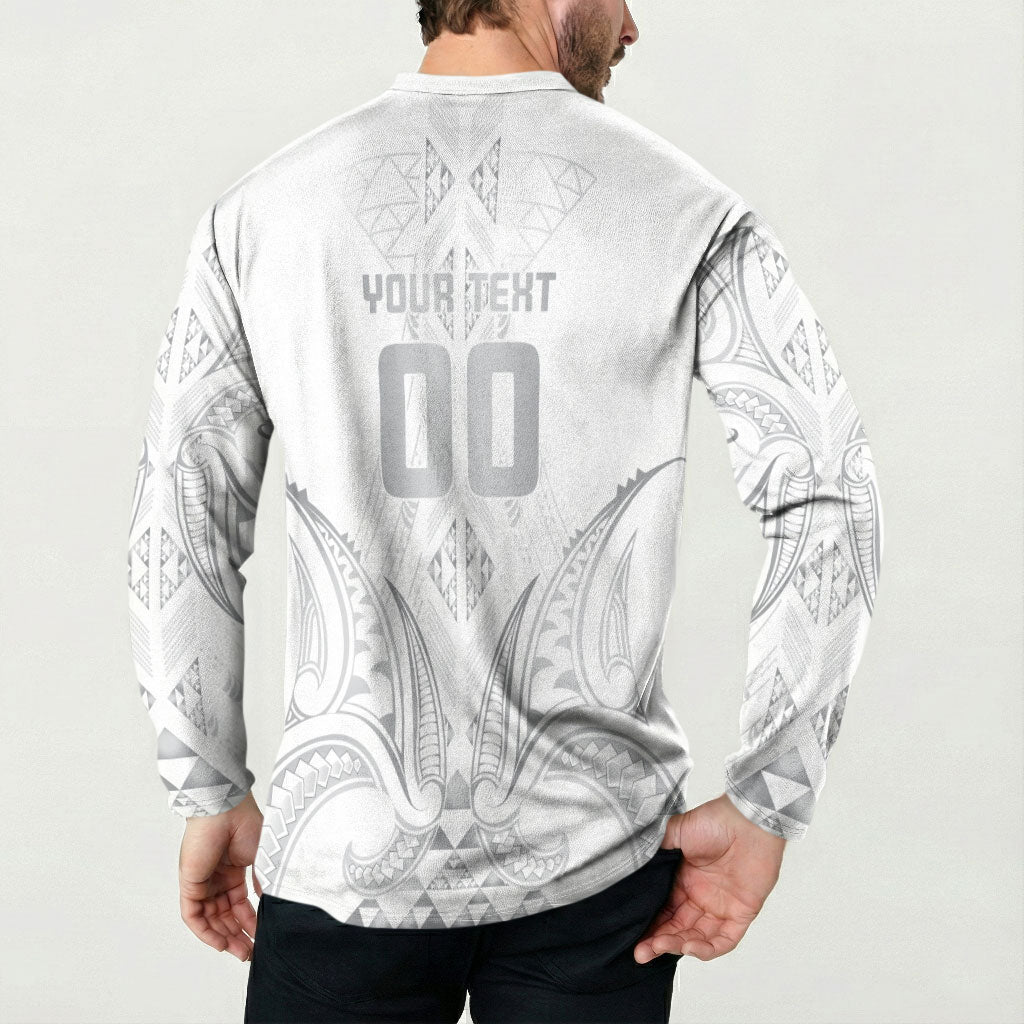 Maori Rugby Custom Ngaru Mangopare Button Sweatshirt Kiwikiwi Niho Taniwha Motif