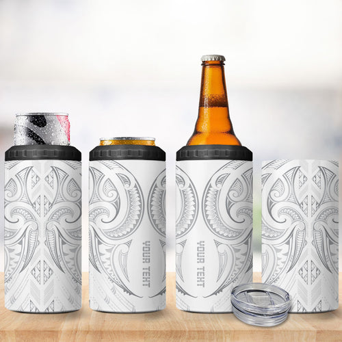 Maori Rugby Custom Ngaru Mangopare 4 in 1 Can Cooler Tumbler Kiwikiwi Niho Taniwha Motif