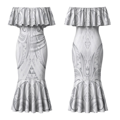 Maori Rugby Custom Ngaru Mangopare Couples Matching Mermaid Dress and Long Sleeve Button Shirt Kiwikiwi Niho Taniwha Motif