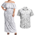 Maori Rugby Custom Ngaru Mangopare Couples Matching Off Shoulder Maxi Dress and Hawaiian Shirt Kiwikiwi Niho Taniwha Motif
