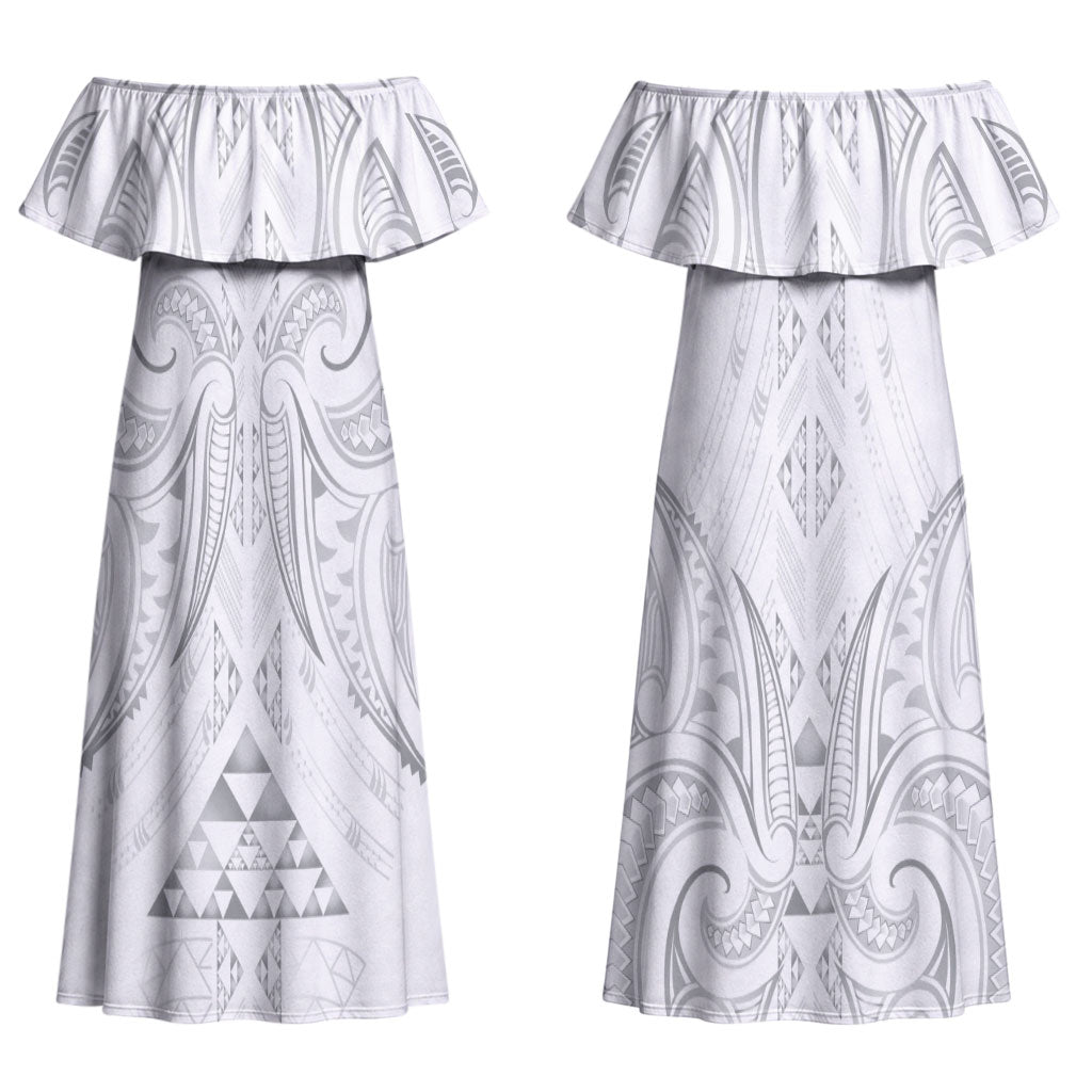 Maori Rugby Custom Ngaru Mangopare Couples Matching Off Shoulder Maxi Dress and Long Sleeve Button Shirt Kiwikiwi Niho Taniwha Motif