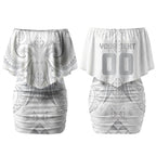 Maori Rugby Custom Ngaru Mangopare Couples Matching Off Shoulder Short Dress and Hawaiian Shirt Kiwikiwi Niho Taniwha Motif